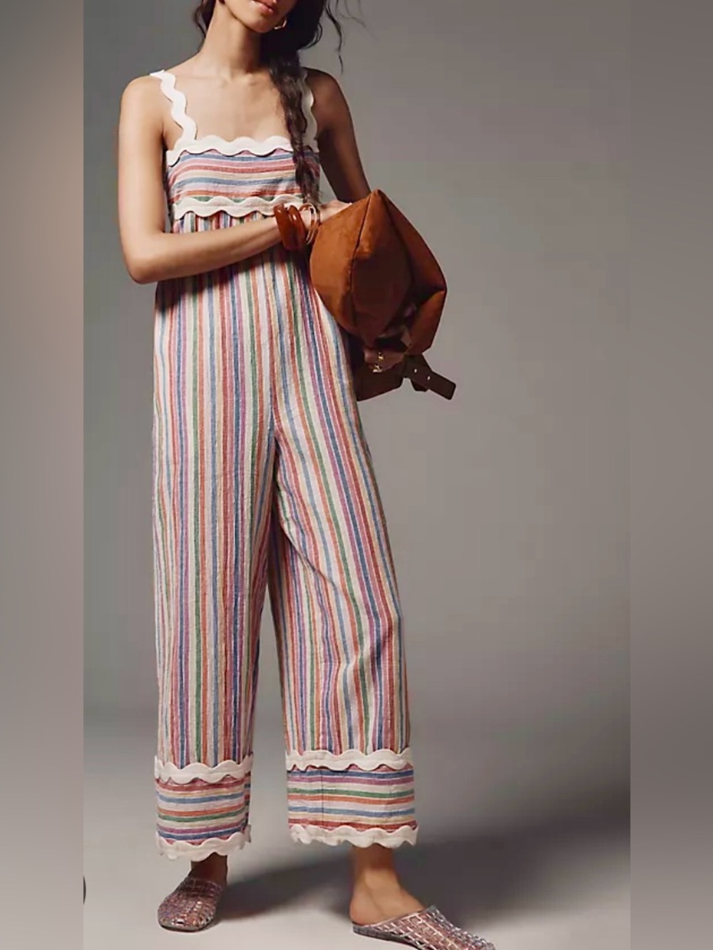 Anthropologie SAYLOR Multistripe Wide-Leg Jumpsuit in Pastel Stripe NWT